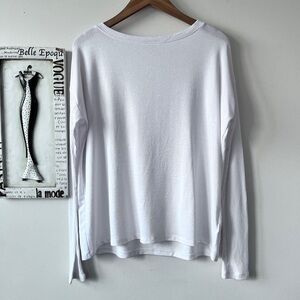 GAP Women’s Basic Normcore White Knit Long Ribbed Sleeve Boat Neck T-shirt Sz S